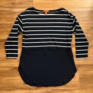 Joe Fresh Navy and White Striped Top
